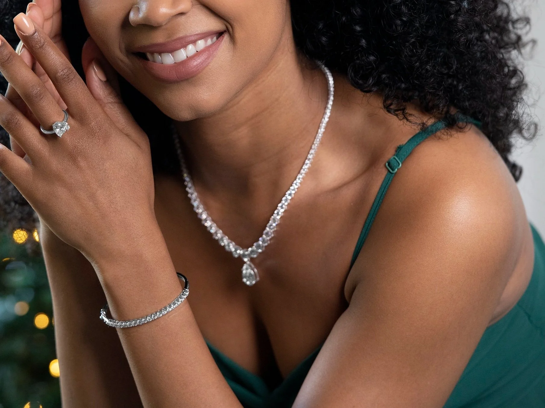 Tennis bracelet and necklace set deals